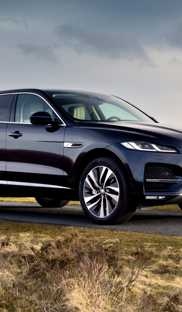 Черный автомобиль Jaguar F-Pace P400e AWD 2021 года