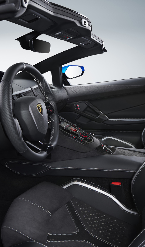 Черный салон автомобиля Lamborghini Aventador LP 780-4 Ultimate 2021 года