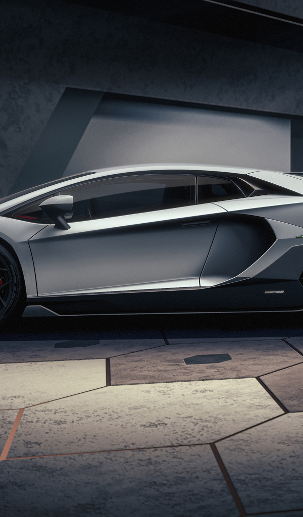 Автомобиль Lamborghini Aventador LP 780-4 Ultimate 2021 года на фоне серой стены