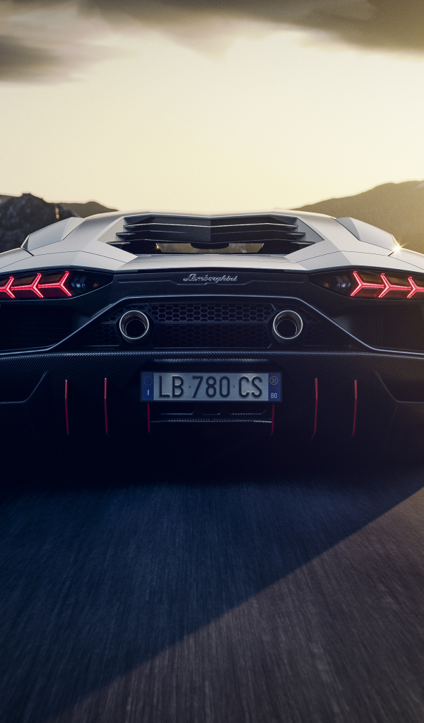 Вид сзади на автомобиль Lamborghini Aventador LP 780-4 Ultimate Roadster 2021 года