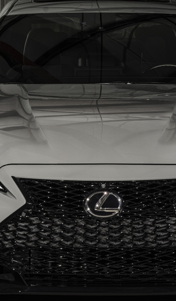 Белый автомобиль Lexus IS 500 F, 2022 года вид спереди