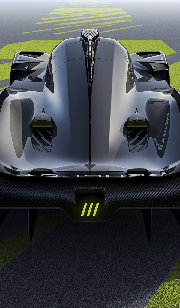 Вид сзади на гоночный автомобиль Peugeot 9X8, 2022 года