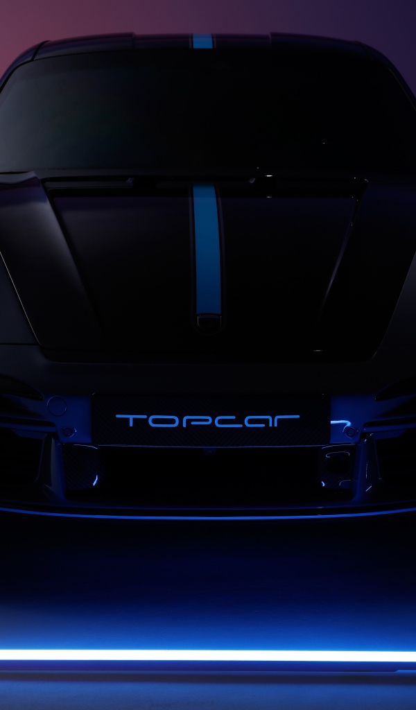 Черный Porsche 911 Turbo S Stinger GTR 3 2021 года с неоновой подсветкой