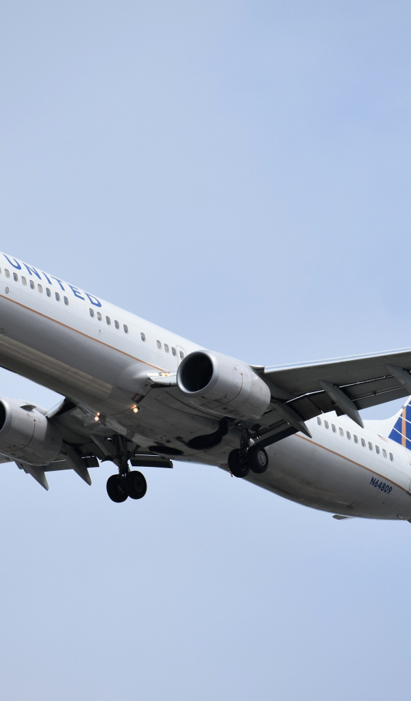 Пассажирский Боинг 737 авиакомпании  United на взлете