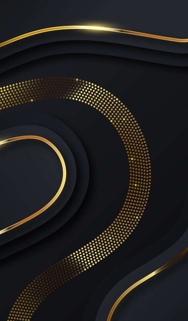 Черный фон с золотыми волнами 