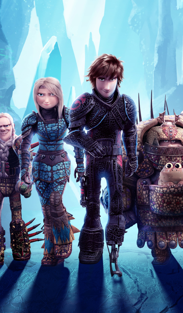 Красивый красочный постер мультфильма Как приручить дракона 3