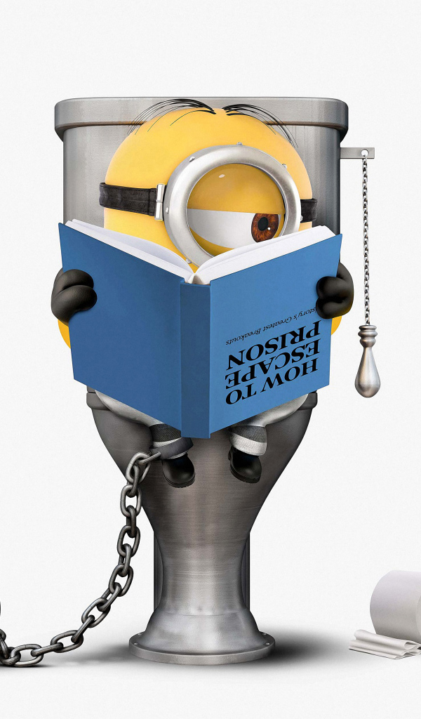 Миньон на унитазе на белом фоне мультфильм Гадкий я 3