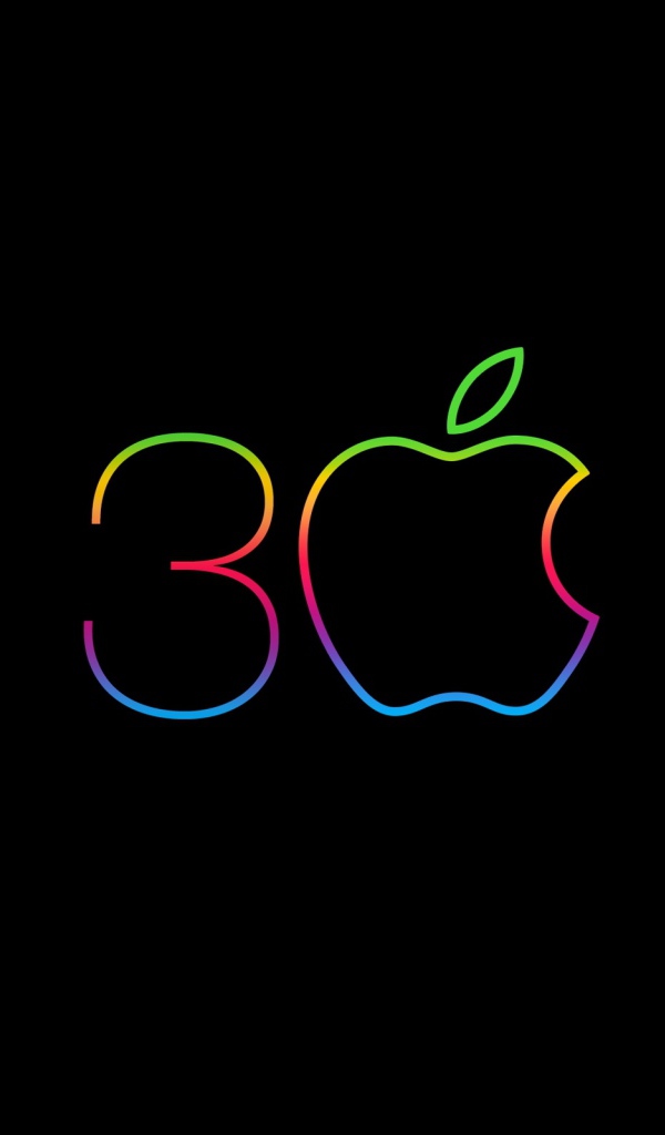 Неоновый значок apple на черном фоне 