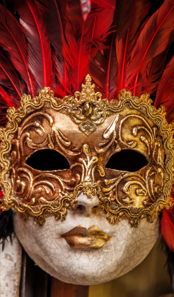 Красивая венецианская маска с перьями 