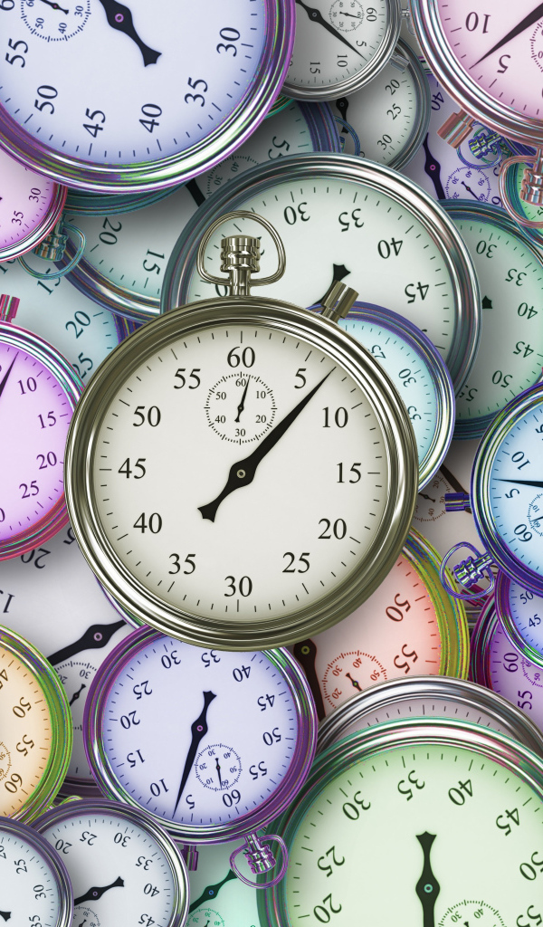 Много секундомеров крупным планом