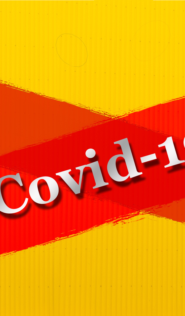 Красная надпись Ковид - 19 на желтом фоне 