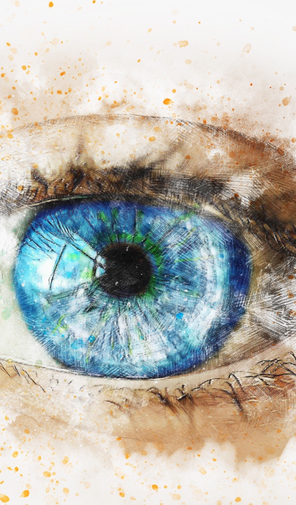 Нарисованный голубой глаз на белом фоне
