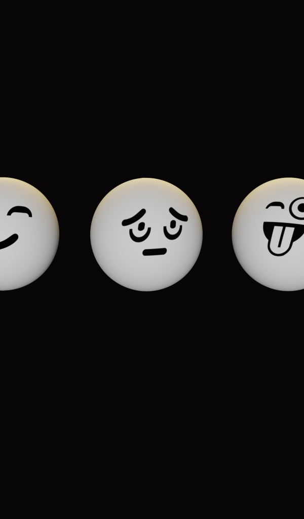 Разные белые смайлы на черном фоне