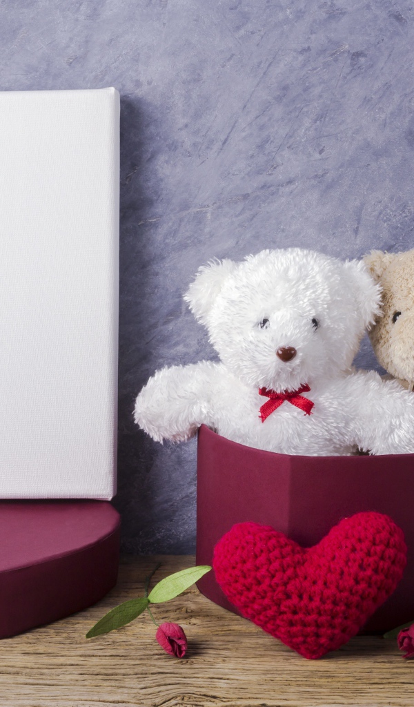 Два плюшевых медведя и подарок на 14 февраля день Святого Валентина