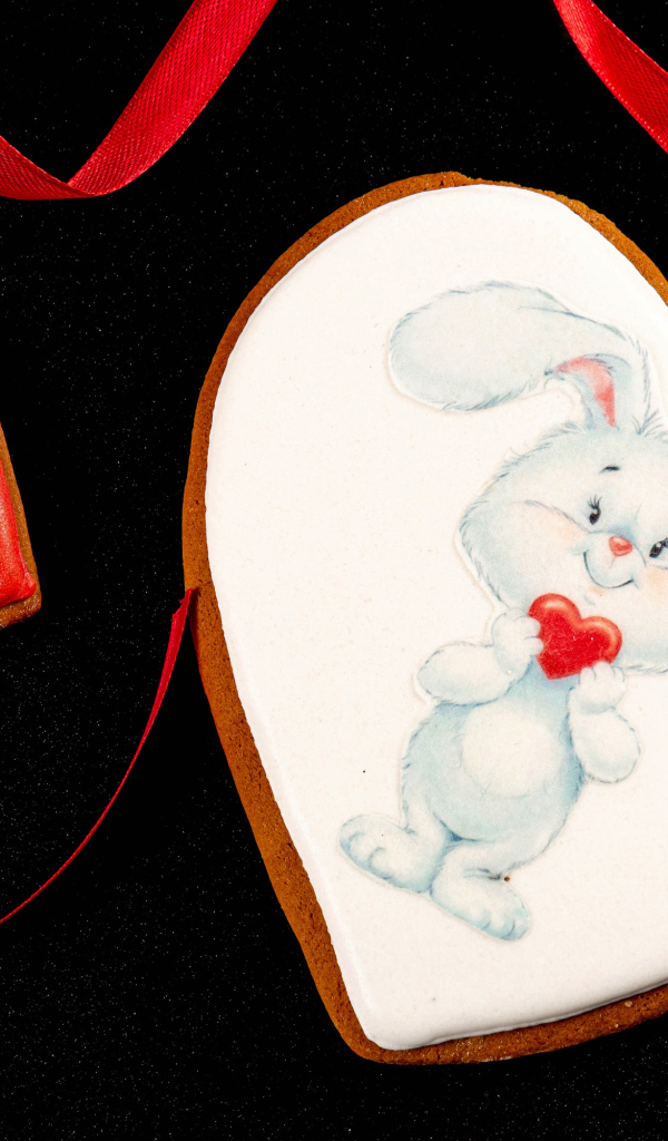 Печенье с кроликом в форме сердца на День Святого Валентина