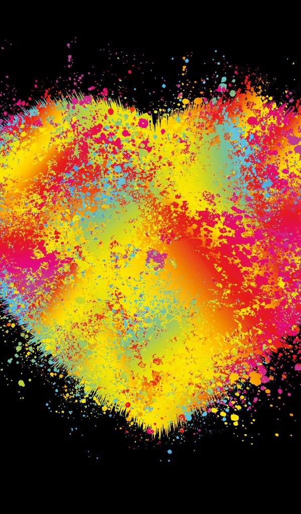 Красочное разноцветное сердце на черном фоне