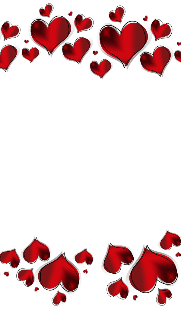 Много красных сердечек на белом фоне 