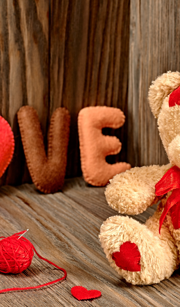 Teddy bear and lettering love for a girl