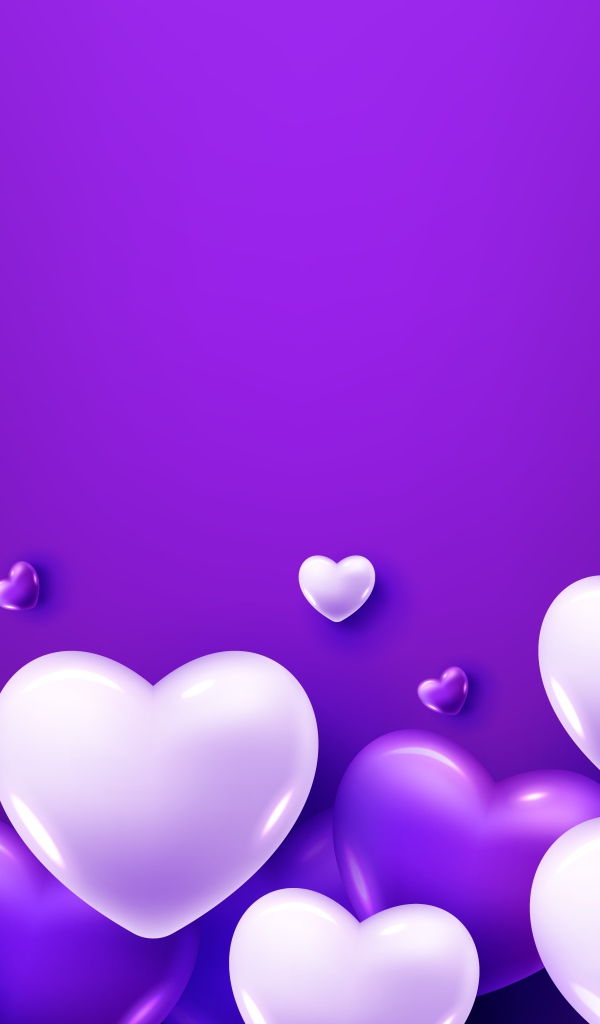 Белые сердечки на фиолетовом фоне