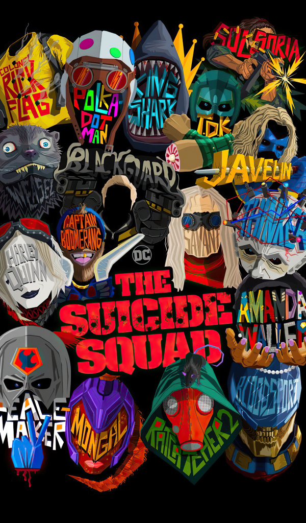 Постер на черном фоне фильм  Отряд самоубийц: Миссия навылет, 2021