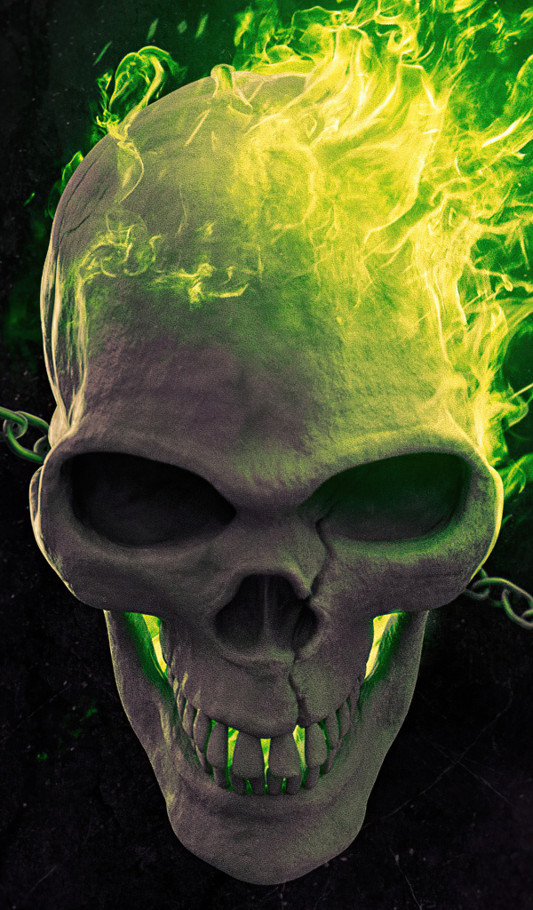 Череп с цепями в огне фильм Призрачный гонщик