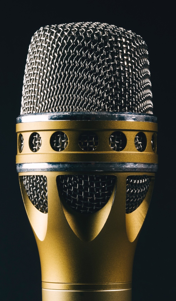 Красивый профессиональный микрофон на черном фоне 