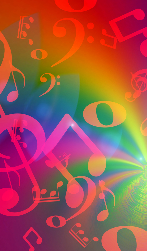 Яркие красные ноты в радужном свечении 