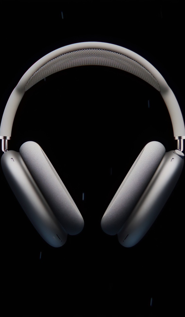 Серые наушники  AirPods Max на черном фоне