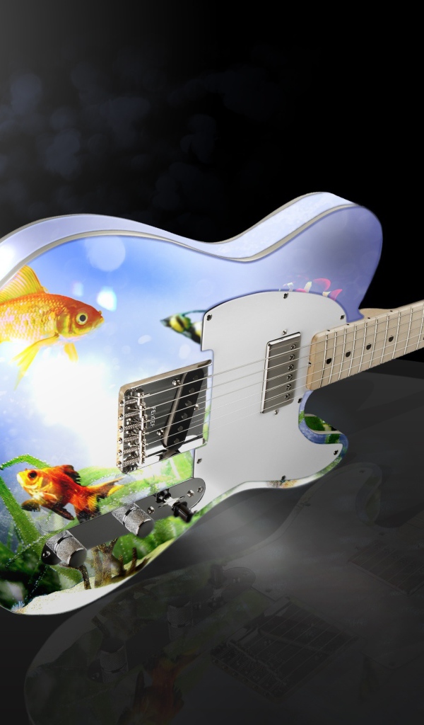 Гитара с рисунком в свете софитов