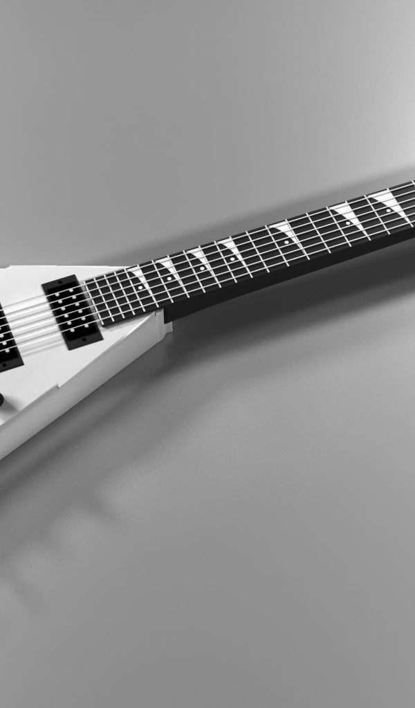 Белая электрогитара на сером фоне 