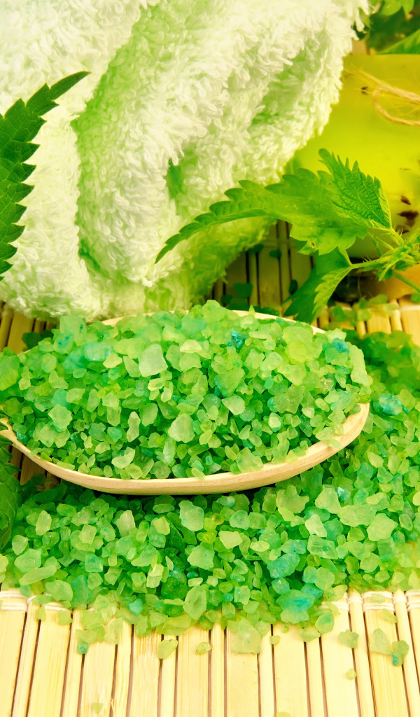 Зеленая морская соль, красива и полотенце для SPA