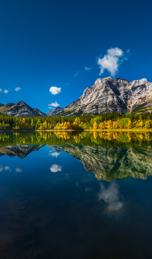 Mountains are reflected in the lake, Canada
