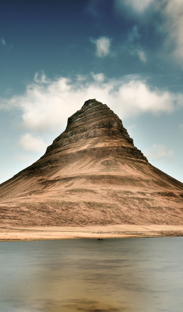 View of Mount Kirkjufell by the lake, Iceland