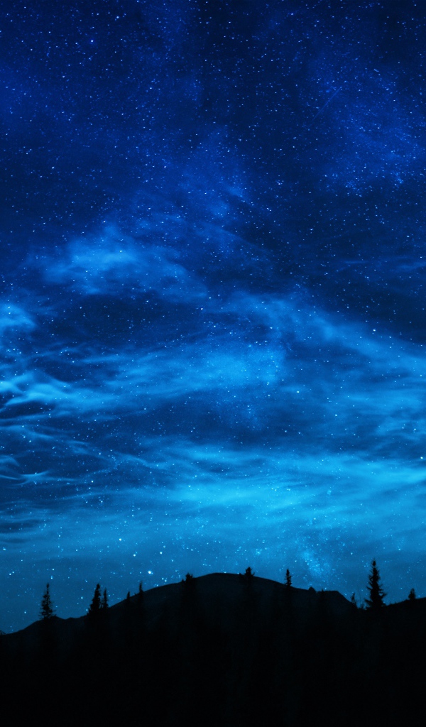 Красивое ночное небо над заснеженной горой