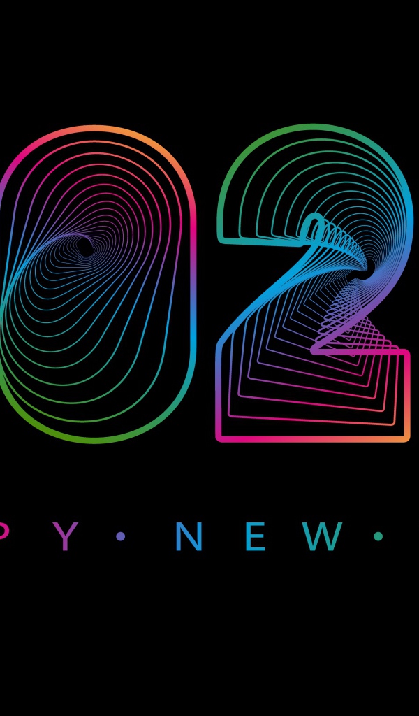 Неоновые цифры 2022 на новый год на черном фоне 