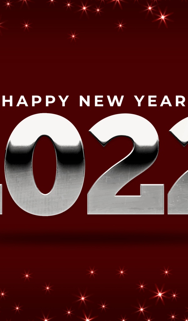 Серебряные цифры 2022 на красном фоне 