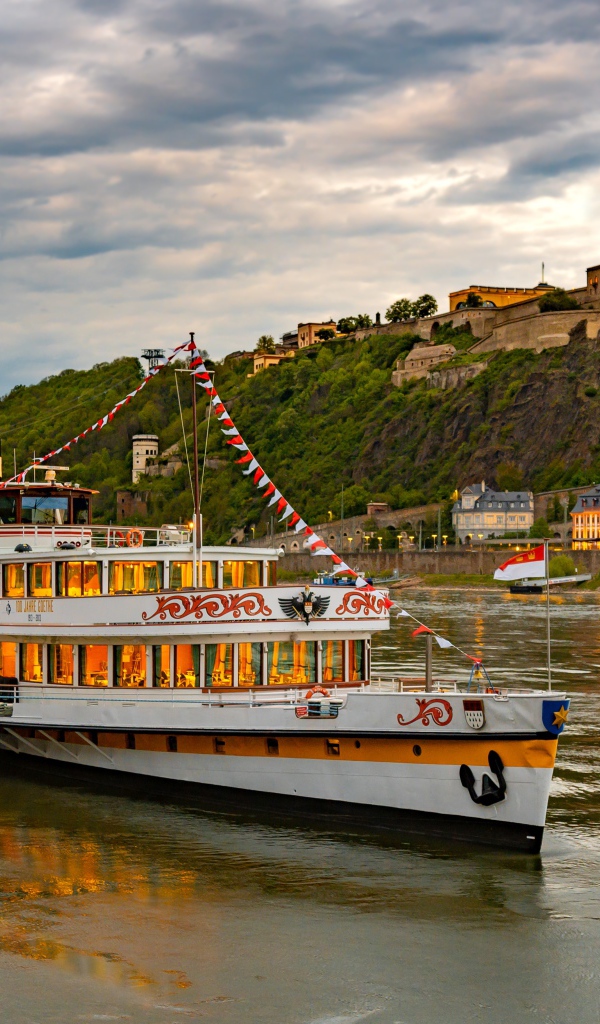 A beautiful steamer on the river is waiting for tourists