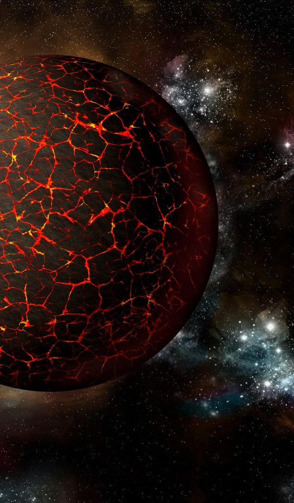 Большая раскаленная планета в космосе 