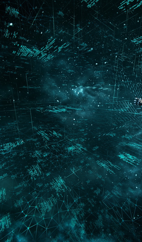 Мужчина астронавт в информационном космосе