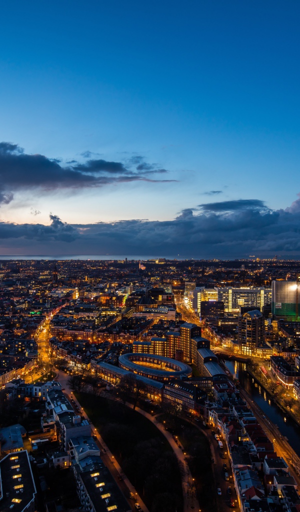 Красивый вид на ночной Сингапур, Азия