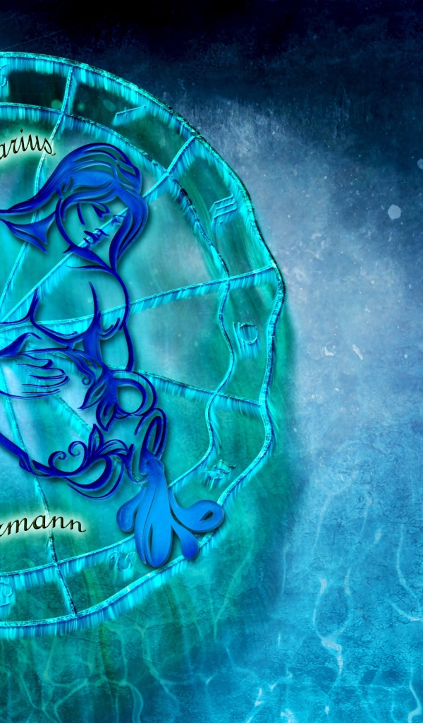 Beautiful zodiac sign Aquarius on a blue background