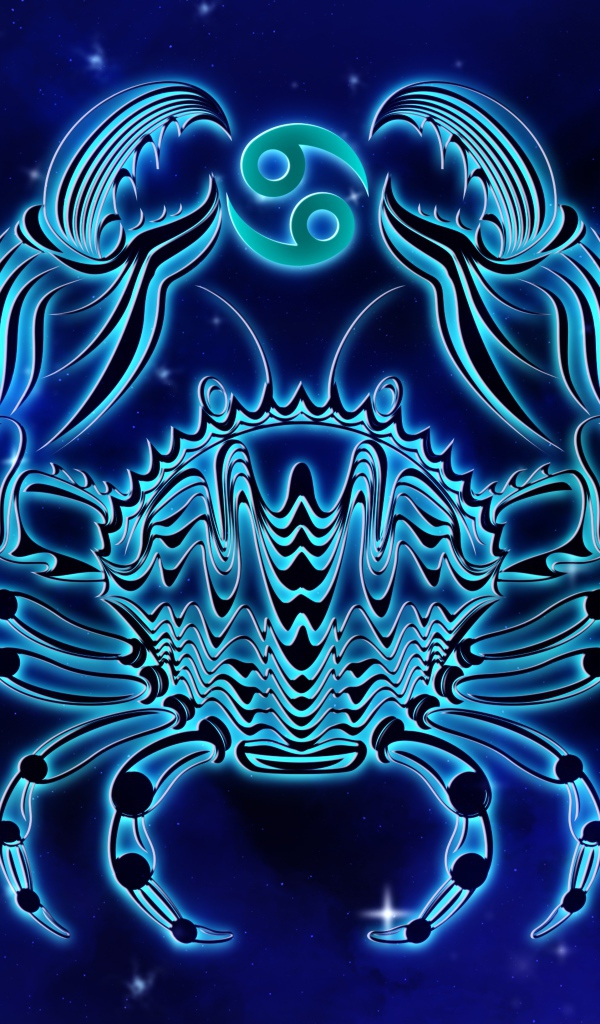 Красивый знак зодиака рак на синем фоне