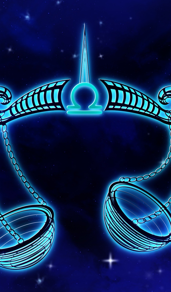 Красивый знак зодиака весы на синем фоне