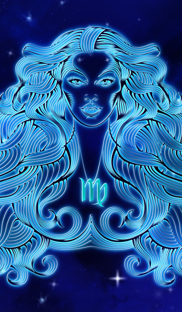 Красивый знак зодиака дева на синем фоне