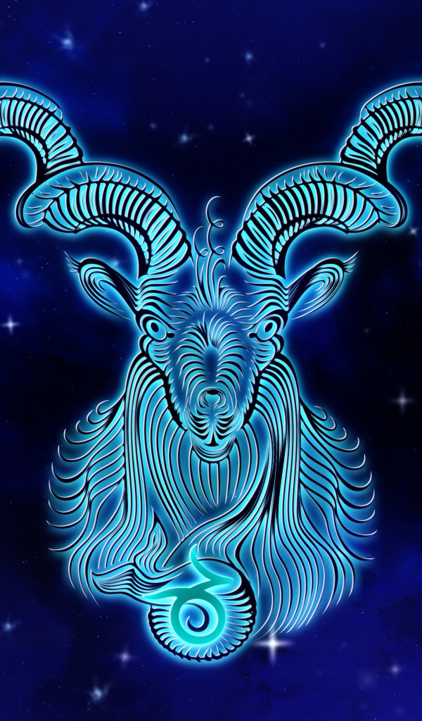 Красивый знак зодиака козерог на синем фоне