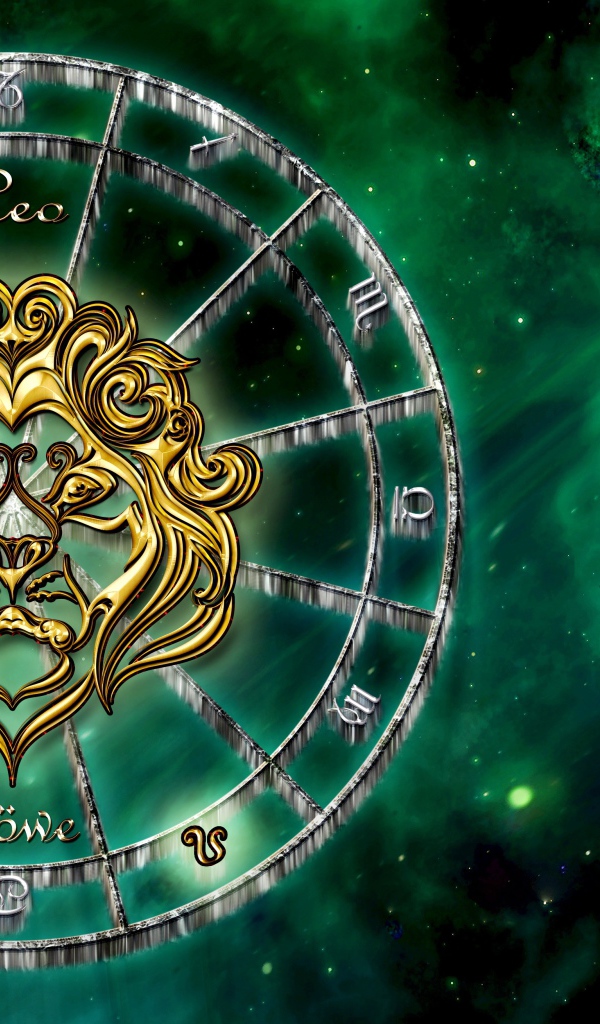 Знак зодиака лев на зеленом фоне