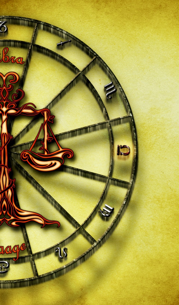 Знак зодиака весы на желтом фоне