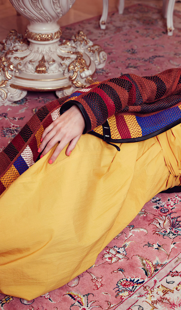 Actress Keira Knightley lies on the floor