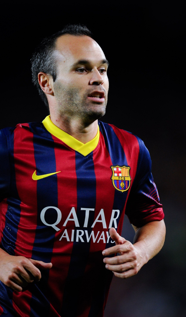 Испанский футболист Андрес Иньеста на поле