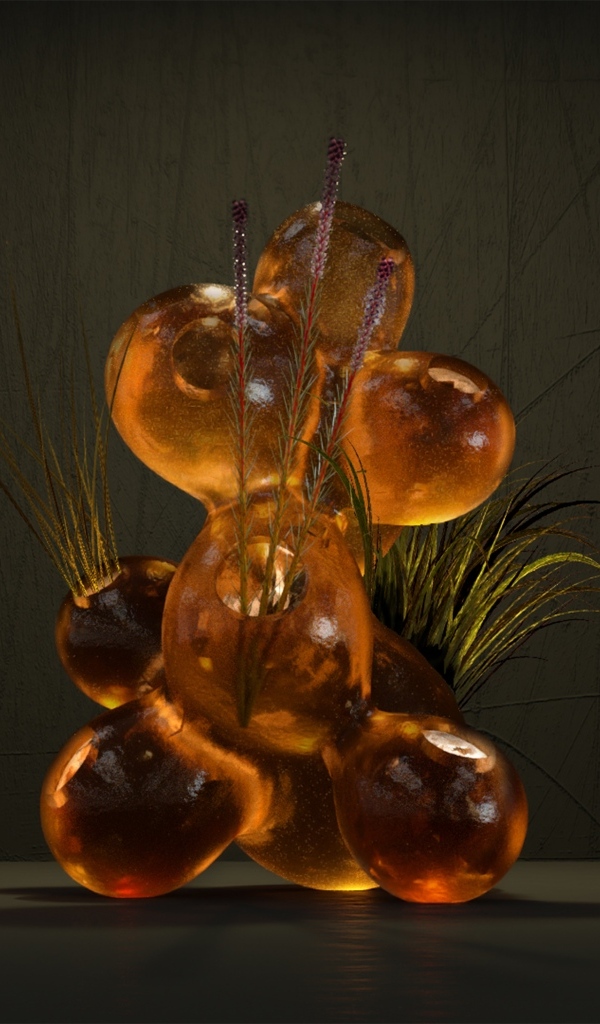 Абстрактный объект с зеленой травой